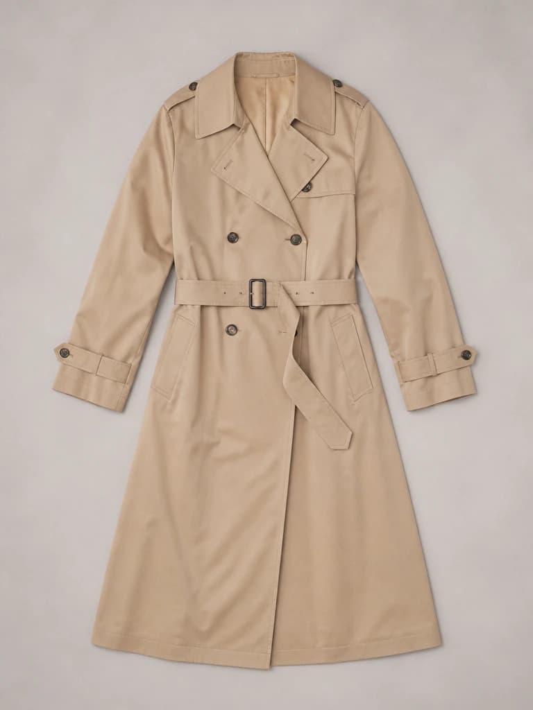 Premium trench coat flat lay
