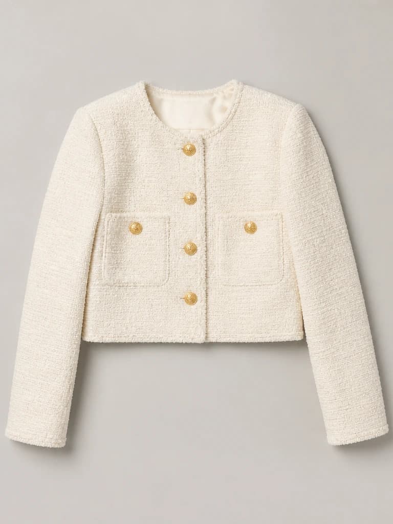 Boucle cropped jacket flat lay