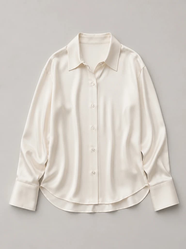 Premium ivory silk blouse flat lay