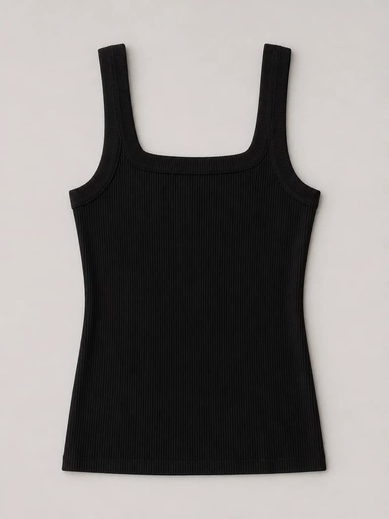 Premium ribbed knit tank flat lay