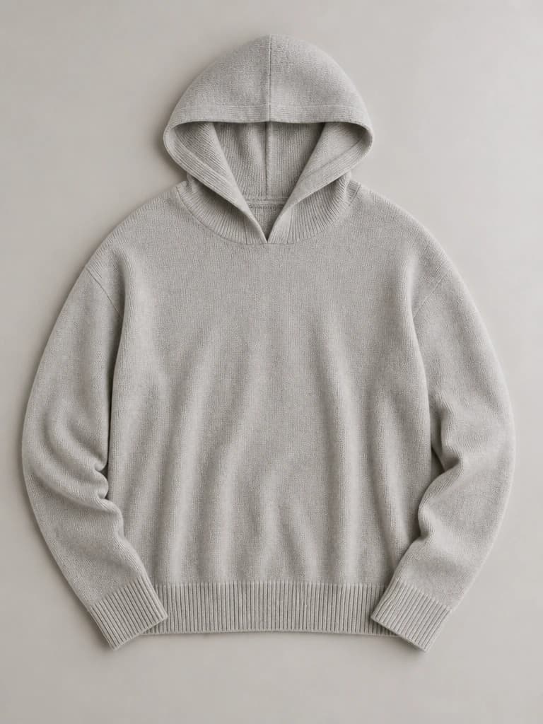 Cashmere hooded knit flat lay
