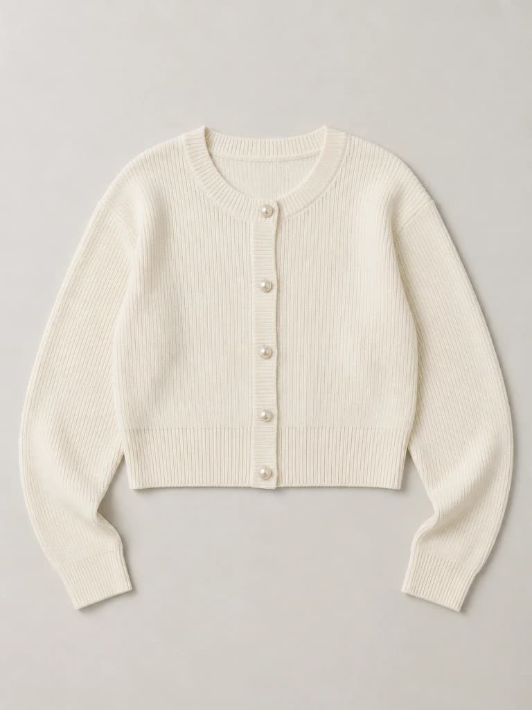 Cropped knit cardigan flat lay